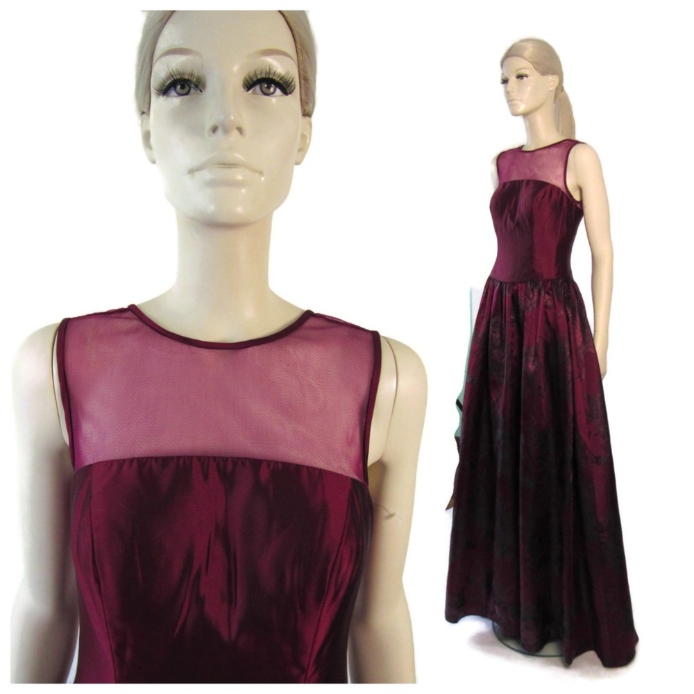 Aidan Mattox Burgundy Red Mesh A Line Ball Gown 4